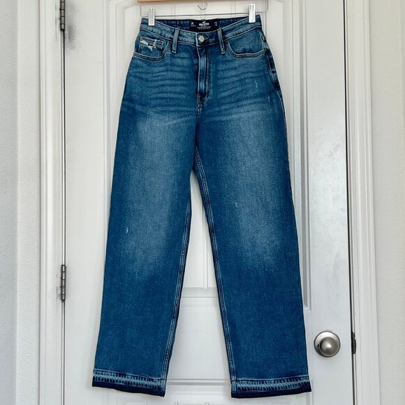 Hollister Ultra High Rise Medium Wash Stretch Straight Leg Dad Jeans Size 3R - Picture 6 of 12